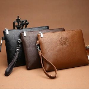 New Business Style Men's Clutch Large Wallet Soft PU Leather Male Wristlet Pack.